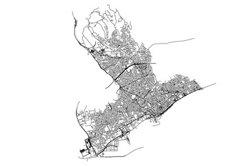 vector map of highway in limassol with black and white color