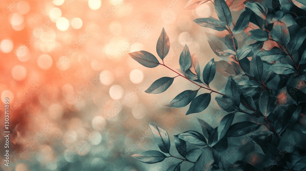 Poster beautiful leafy branches with bokeh background elements softly depicted