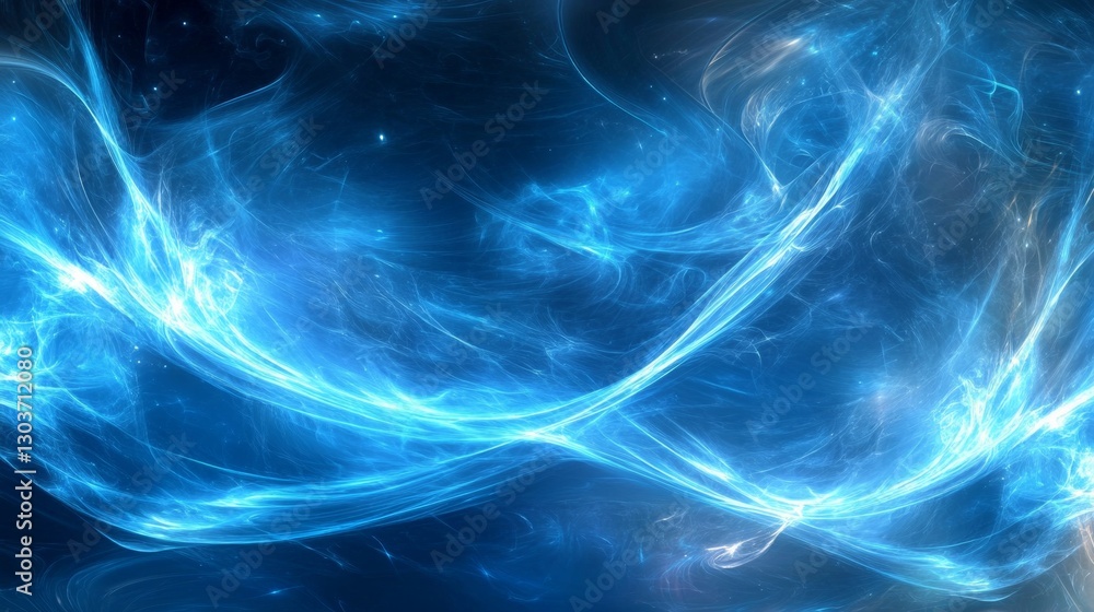 Aufkleber abstract blue flowing energy, smooth gradient waves. background with depth and bright light.