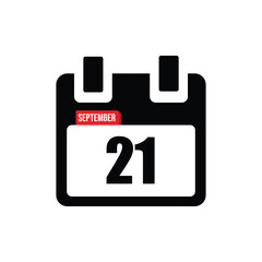 new calendar, calendar isolated on white, desktop calendar, 21 september icon with white background
