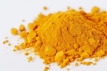 Turmeric powder isolated on white background. Curcuma longa
