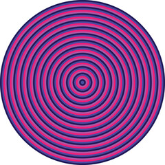Visual effect created by shades of neon blue, pink and purple circles getting progressively smaller