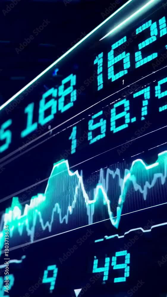 Poster dynamic financial market data visualization with realtime stock price and chart fluctuations