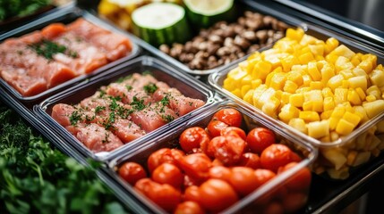 Healthy diet plan, close-up of meal prep with nutritious ingredients