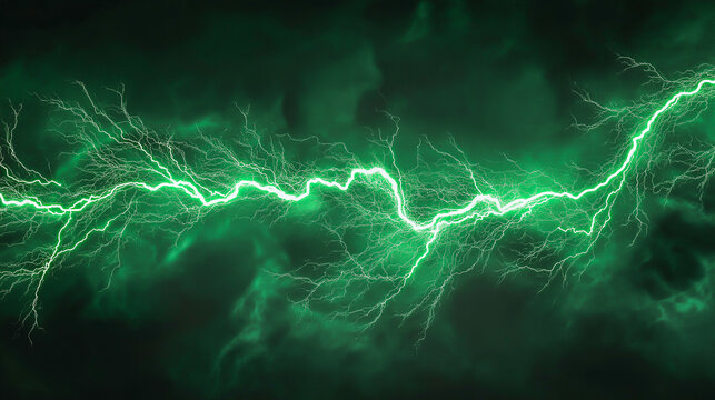 Energy green light, lightning, technological scientific background