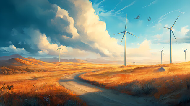 Exploring innovative energy solutions a visual journey through alternative power sources. Journey - Path. Illustration