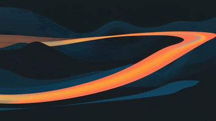 Neon trails of progress: a vibrant, abstract illustration of light trails streaking across a dark backdrop, symbolizing the journey towards innovation and success. Journey - Path. Illustration