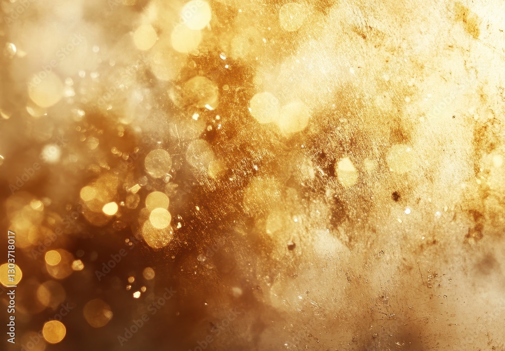 Poster shimmering golden abstract background with sparkling bokeh lights and soft texture for creative desi