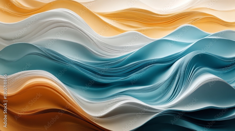 Aufkleber abstract layered colorful undulating paper waves with multiple gradients