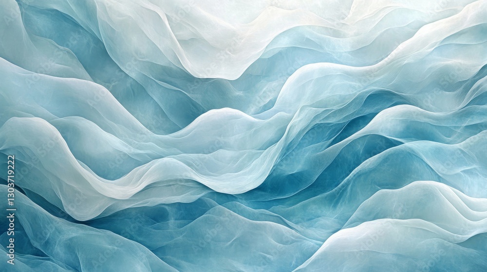 Poster abstract blue and white layered wave like forms create an image