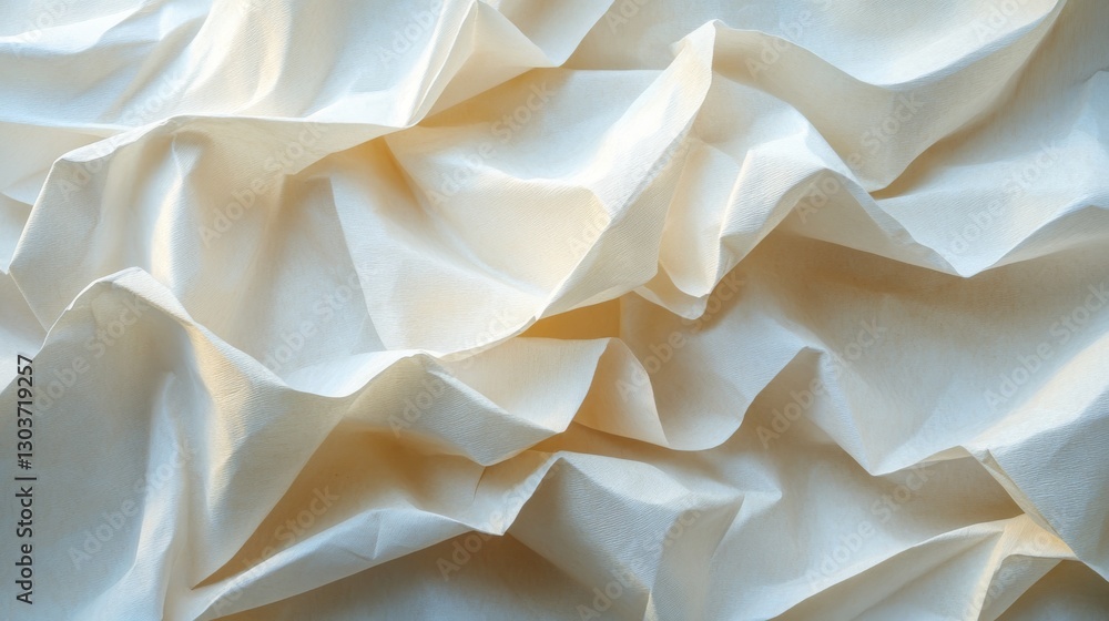 Poster creamy white fabric with light creating texture and folds