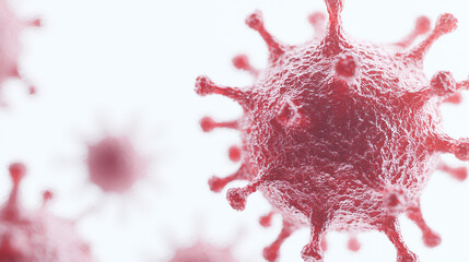 Close-up of virus particles in a microscope view