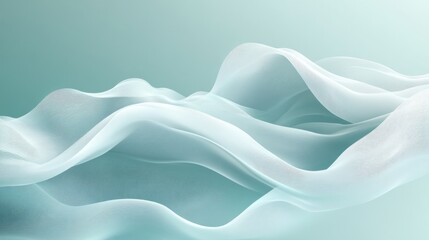 Obraz premium Abstract rendering of flowing white fabric with a light color gradient
