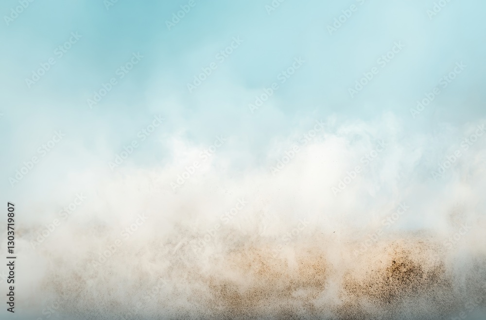 Poster soft clouds and mist blending with light blue sky creating a serene and tranquil background for vari