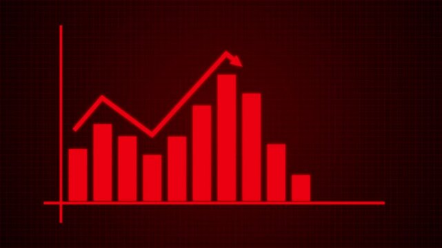 increase and decrease glowing graph bar animation with isolated on green screen background
