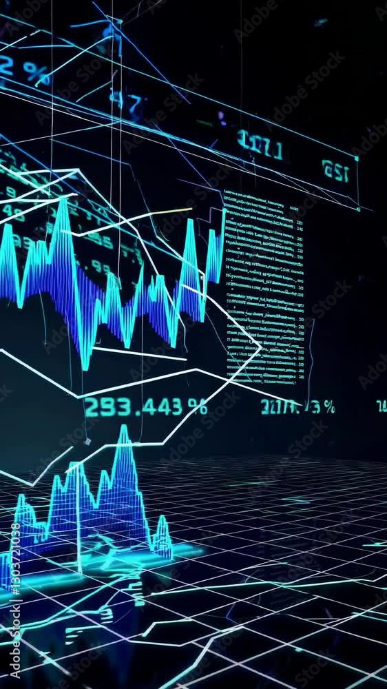 Poster dynamic digital financial graphs showcasing market trends and data analysis in high resolution