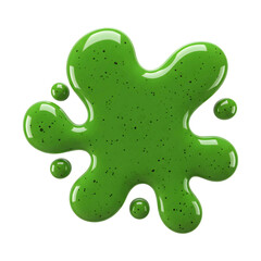 Puddle of Kiwi Juice Isolated on Transparent Background, Top View with Clipping Path