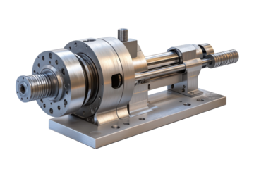 Precision-engineered assembly highlights intricate detailing and craftsmanship in machinery isolated on transparent background