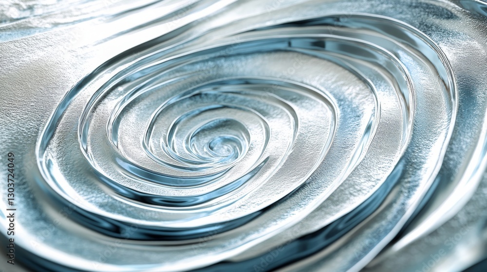 Poster abstract spiral shape created from flowing iridescent frosted material