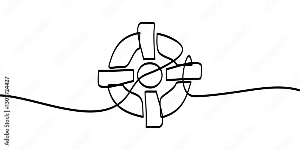 Poster continuous line drawing of target symbol. abstract line art illustration symbolizing a mission or go