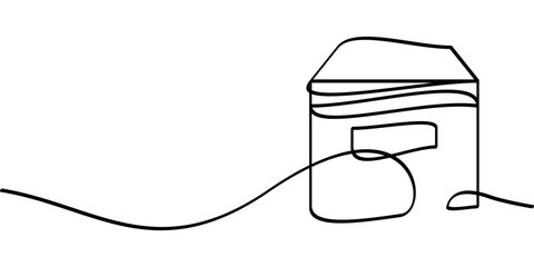 continuous line drawing of packing box symbol. abstract line art illustration