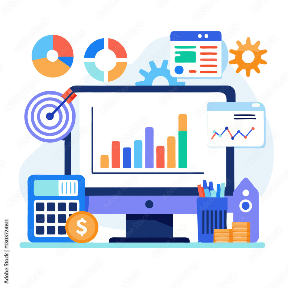 Poster Visual representation of a dashboard featuring key performance indicators and real-time analytics elements. This setup supports efficient business monitoring and data-driven decisions