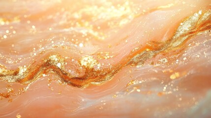 Fototapeta premium A beautiful abstract golden flowing pattern on a soft pink surface