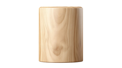 A single wooden pedestal cylinder, perfect for product display or decorative purposes. Isolated on transparent background.