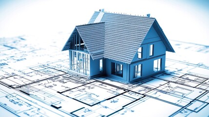 House blueprint 3D model architectural design