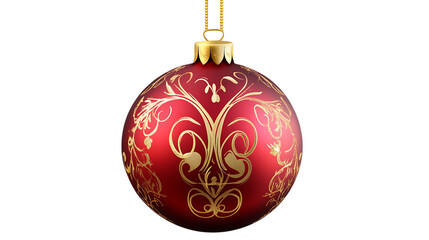 Beautiful red Christmas ornament adorned with an elegant gold design, perfect for adding a touch of...