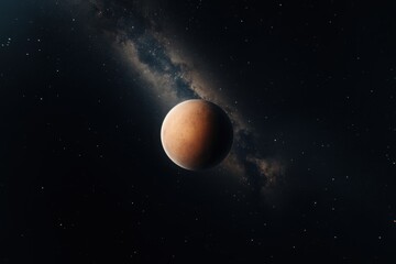 Planet mars rotating in the solar system with milky way galaxy in the background