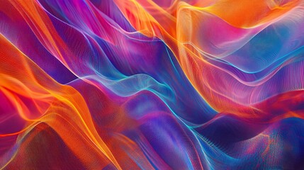 Abstract flowing waves of vibrant colors on a gradient background digital art
