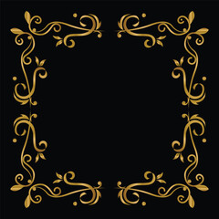 Vintage frame gradient gold square ornament design art