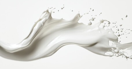 Abstract white liquid splash on a light background creating motion and fluidity, ideal for artistic, design, and creative projects or advertisements.