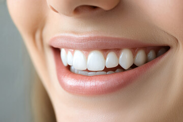 Obraz premium A patient confident smile with bright white teeth in dental office