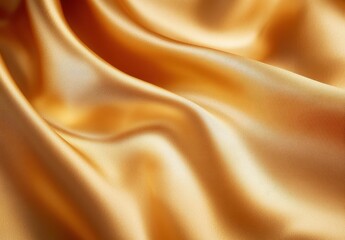 Obraz premium Close-Up of Luxurious Soft Golden Satin Fabric Flowing Elegantly in Natural Light with Reflections and Texture, Perfect for Fashion and Textiles