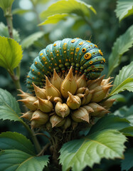 Obraz premium Transformation in Nature: The Beauty and Growth of Caterpillars