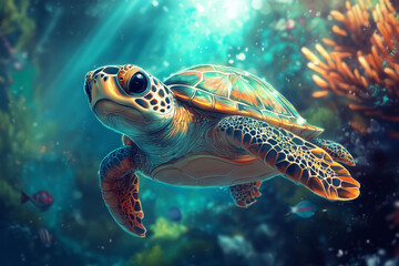 Illustration of sea turtle