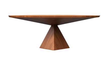 Modern geometric dining table with a single triangular base. The bold angular design adds a contemporary touch, ideal for modern living spaces. Isolated on transparent background.