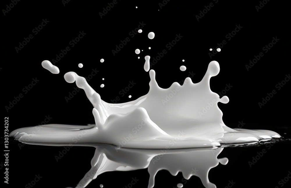 Poster dramatic milk splash against black background capturing dynamic motion and fluidity in liquid form w