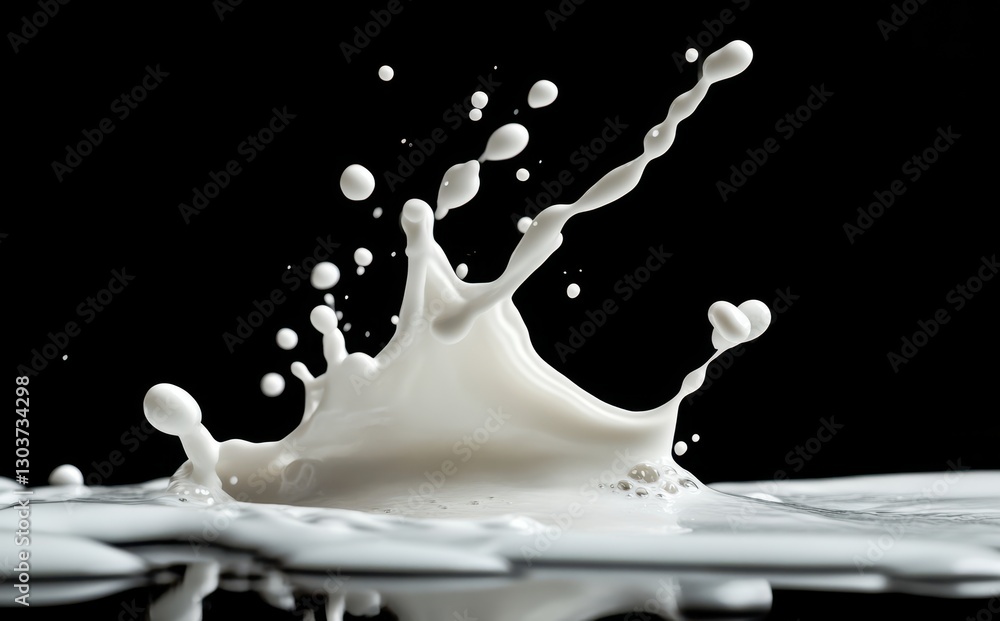Aufkleber dramatic splash of fresh milk on dark background capturing movement and texture with bubbles and dro