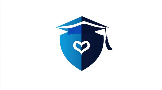 Graduation shield symbol, education protection, success, graphic design