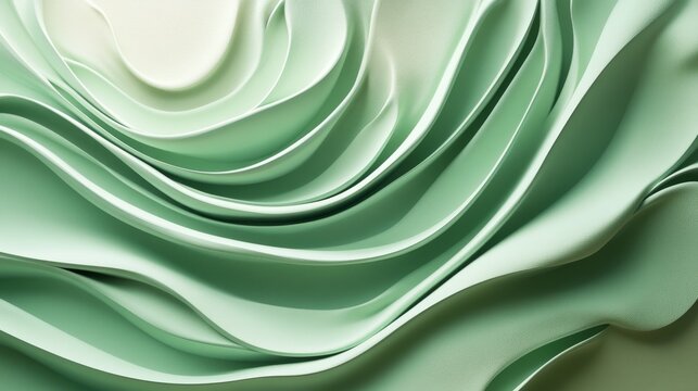 Abstract layered green shapes form curving and flowing patterns perfectly - Powered by Adobe