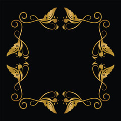 Vintage frame gradient gold square ornament design graphic