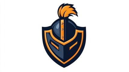 Fototapeta premium Knight's shield and helmet, emblem design, logo concept, for game or fantasy theme