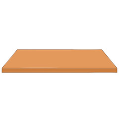 Brown Wooden Table Front View. Flat and Simple Style.