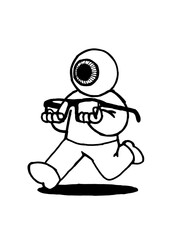 cartoon character head eyes running