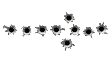 set of bullet holes PNG, collection of bullet holes, cracked surface, fragmentation pattern, hole effect