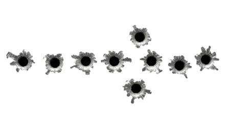 set of bullet holes PNG, collection of bullet holes, cracked surface, fragmentation pattern, hole effect