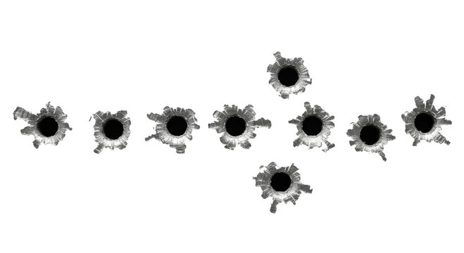 set of bullet holes PNG, collection of bullet holes, cracked surface, fragmentation pattern, hole effect